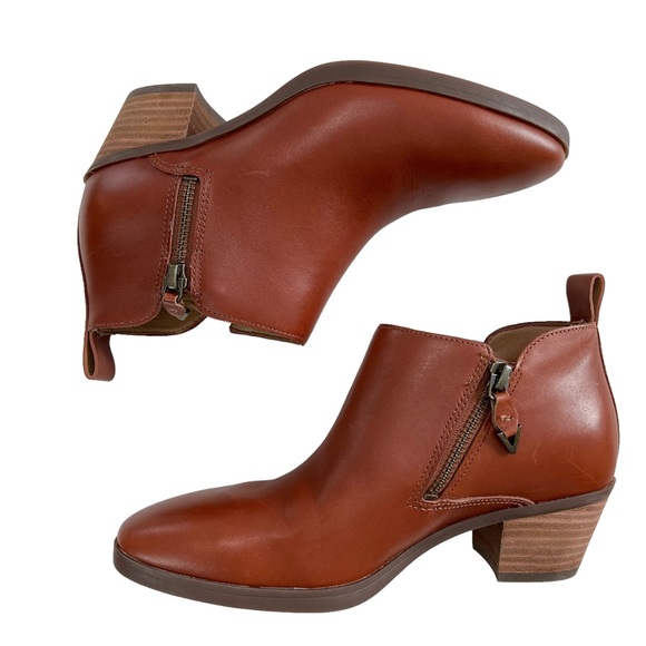 Vionic Cecily Cognac Waterproof Leather Ankle Booties Size 5M - Picture 7 of 15